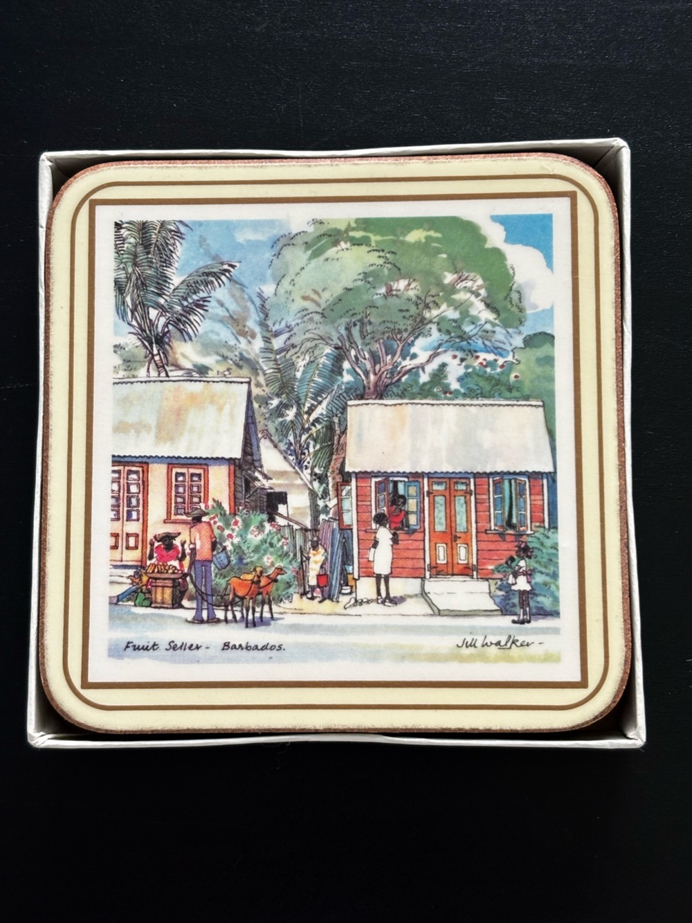 $5 ADD ON Fruit Cellar Barbados Set of 4 Coasters by Artist Jill Walker